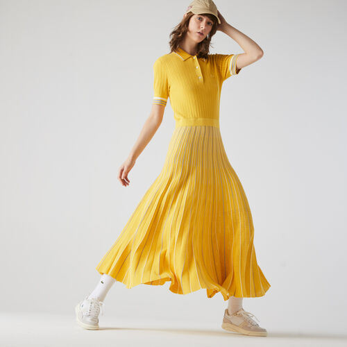 Women’s Cotton Polo Dress With Pleated Skirt