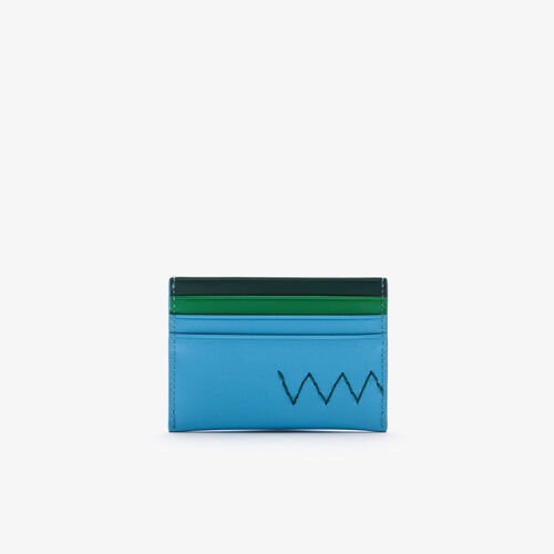 Men’s Overstitched Tricolor Smooth Leather Card Holder
