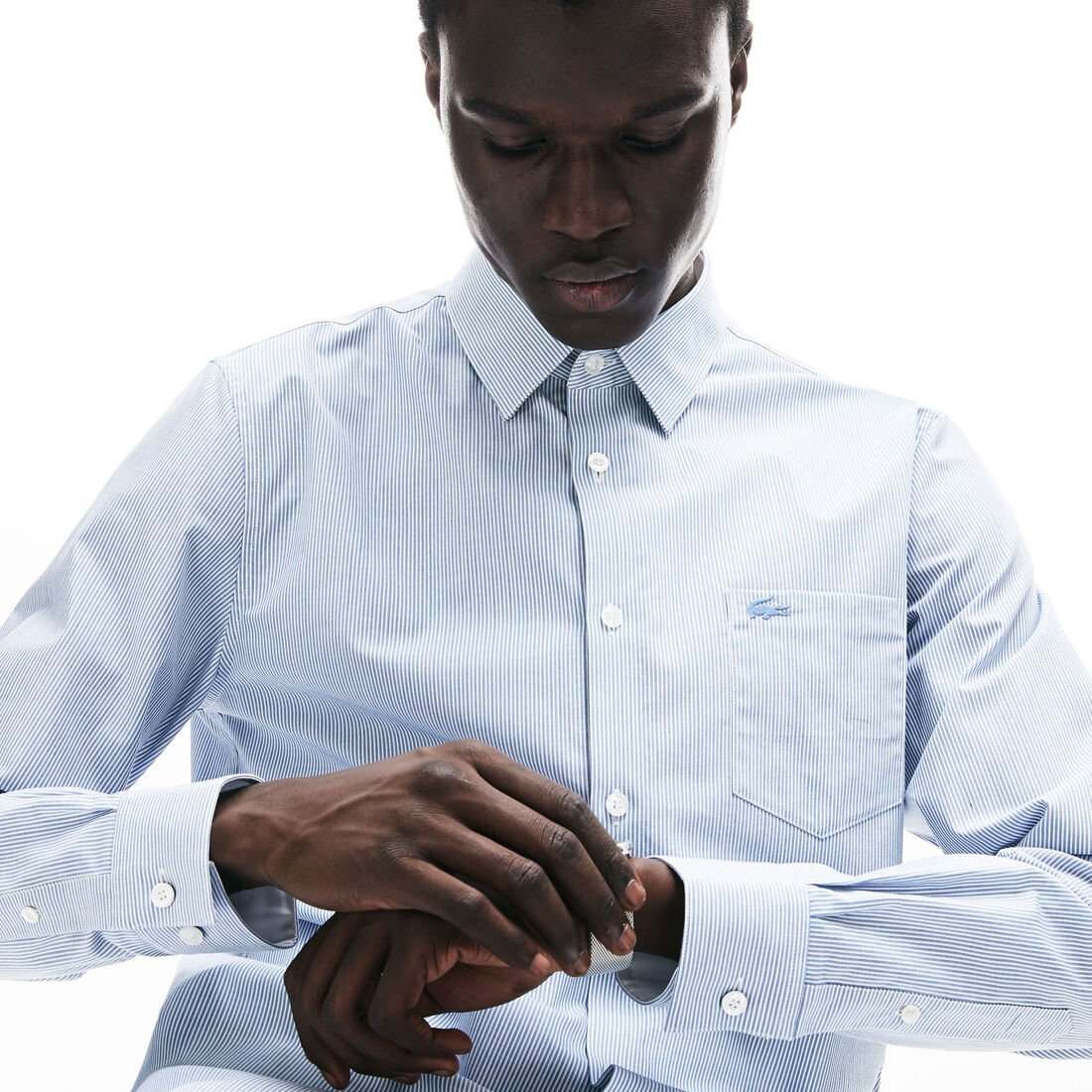 Men's Regular Fit Vertically Striped Cotton Poplin Shirt