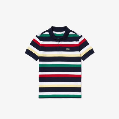 Boys' Lacoste Striped Cotton Piqué Polo Shirt
