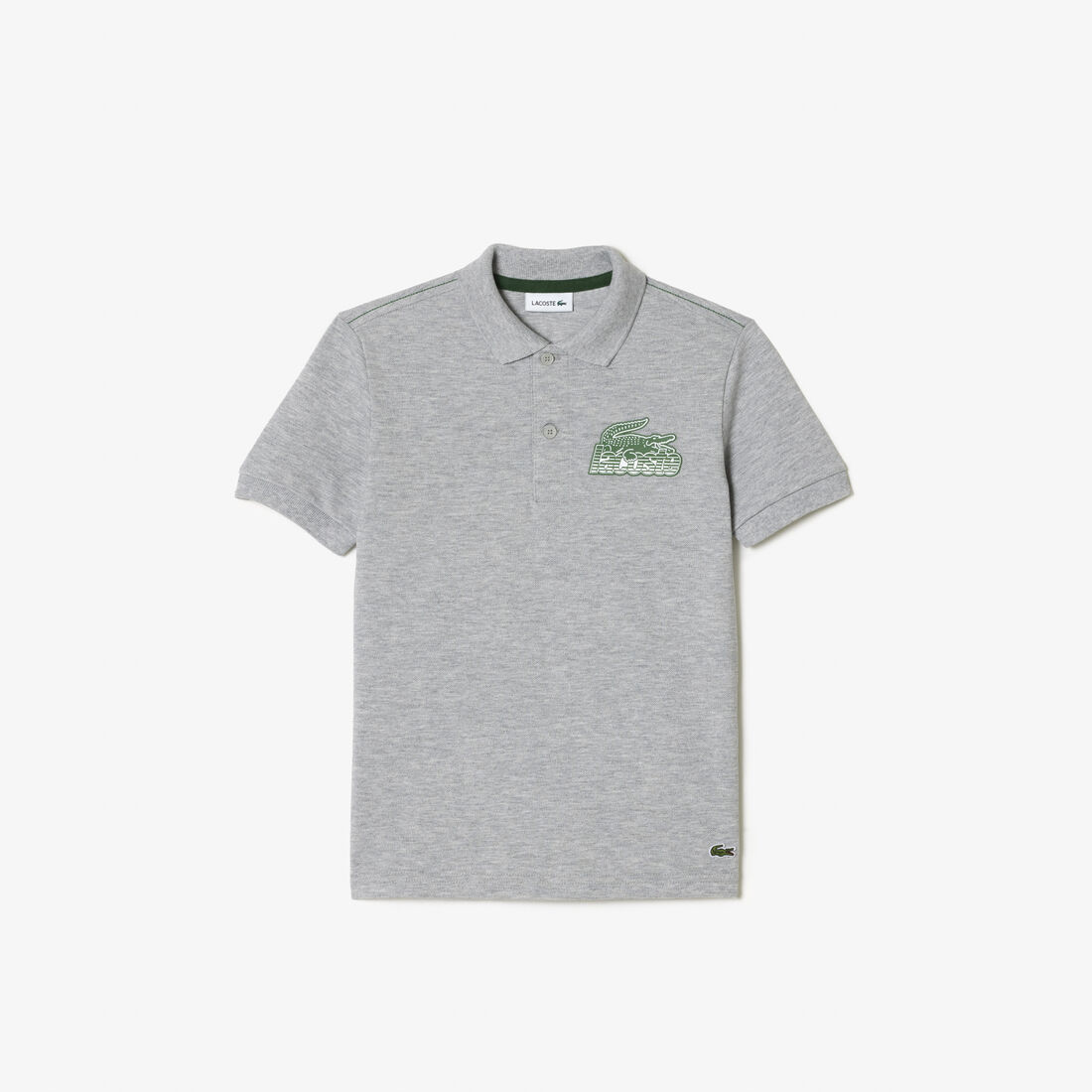 Kids' Lacoste Organic Cotton Contrast Print Polo Shirt