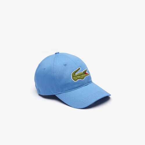 قبعة كاب قطنية بخطوط متباينة اللون وشعار التمساح كبير الحجم للرجال