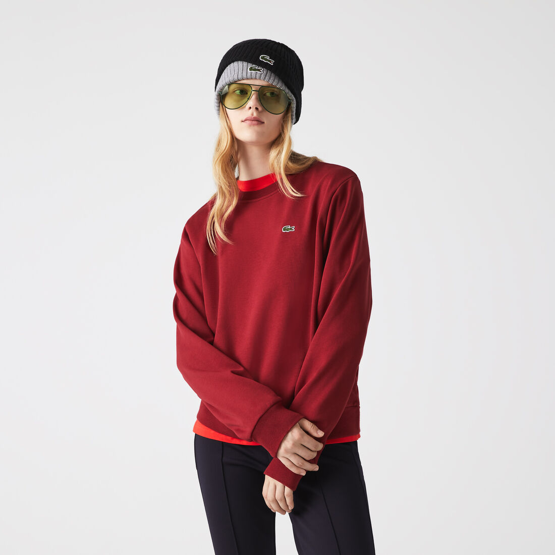 Women's Lacoste Color-block Unbrushed Fleece Sweatshirt