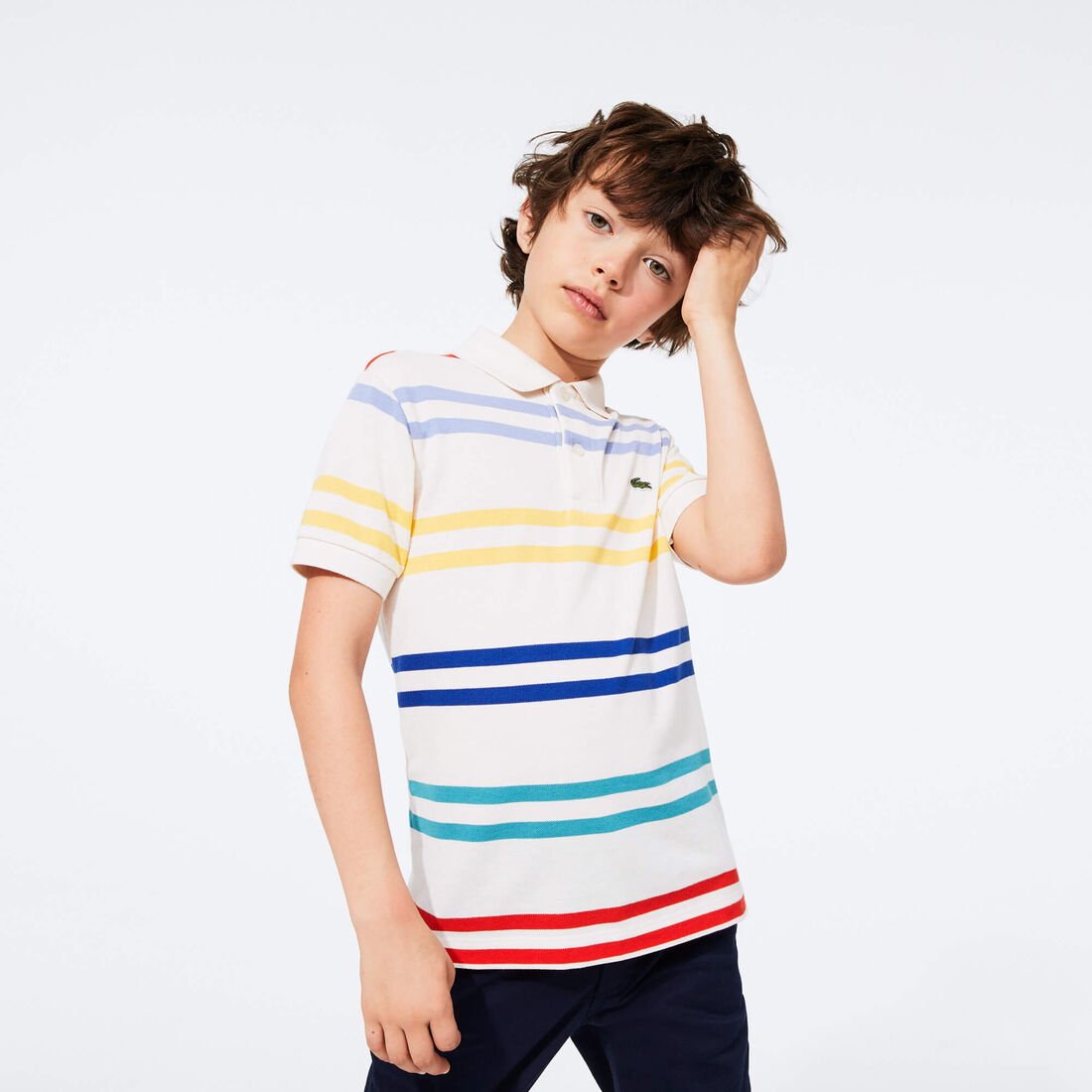 Boy’s Striped Coloured Lacoste Polo Shirt