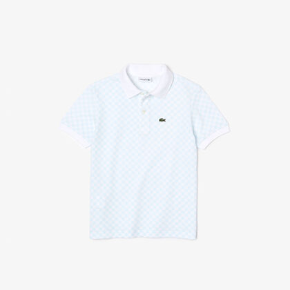 Boys’ Lacoste Checkerboard Print Cotton Piqué Polo Shirt