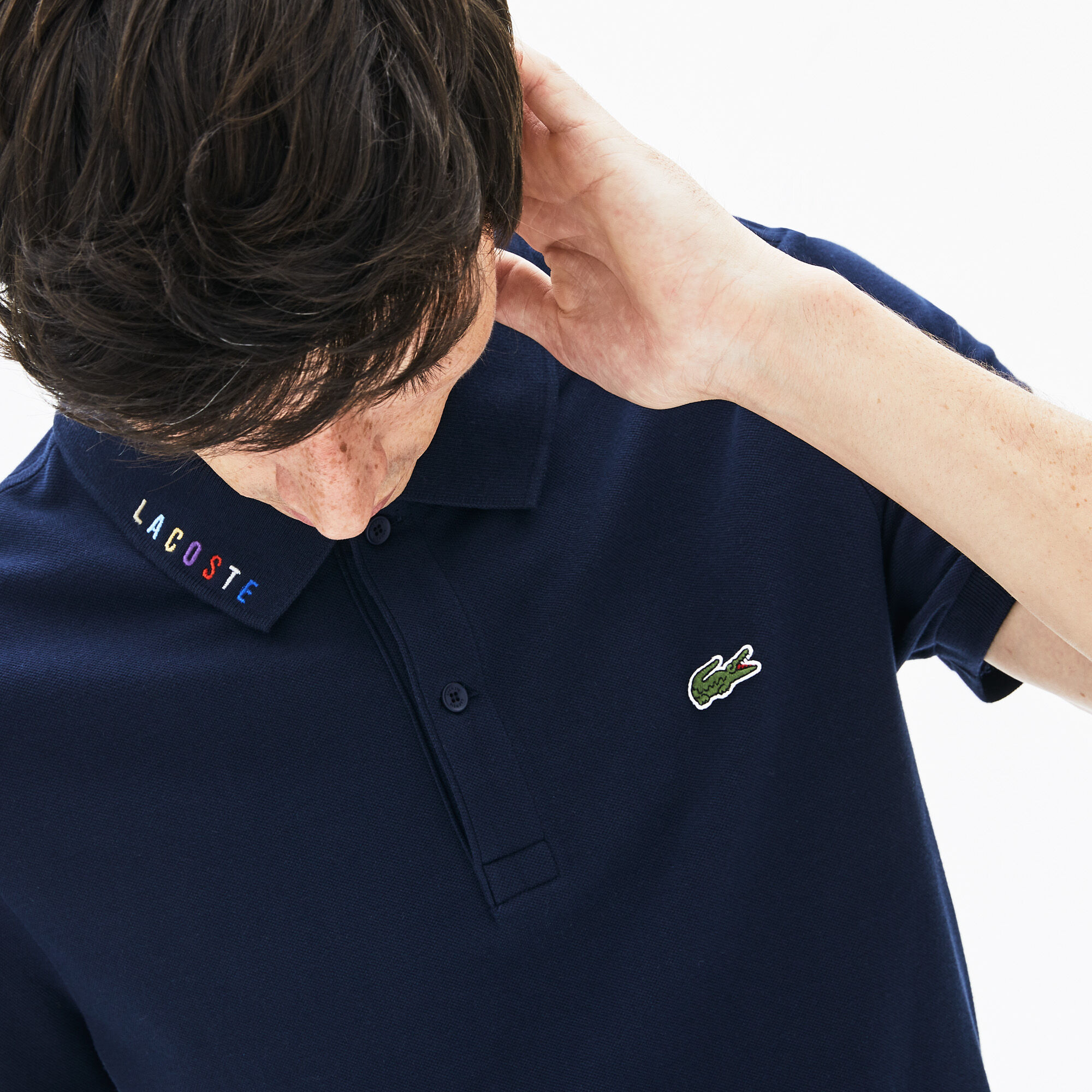 Men's Lacoste Slim Fit Multicoloured Signature Stretch Piqué Polo Shirt
