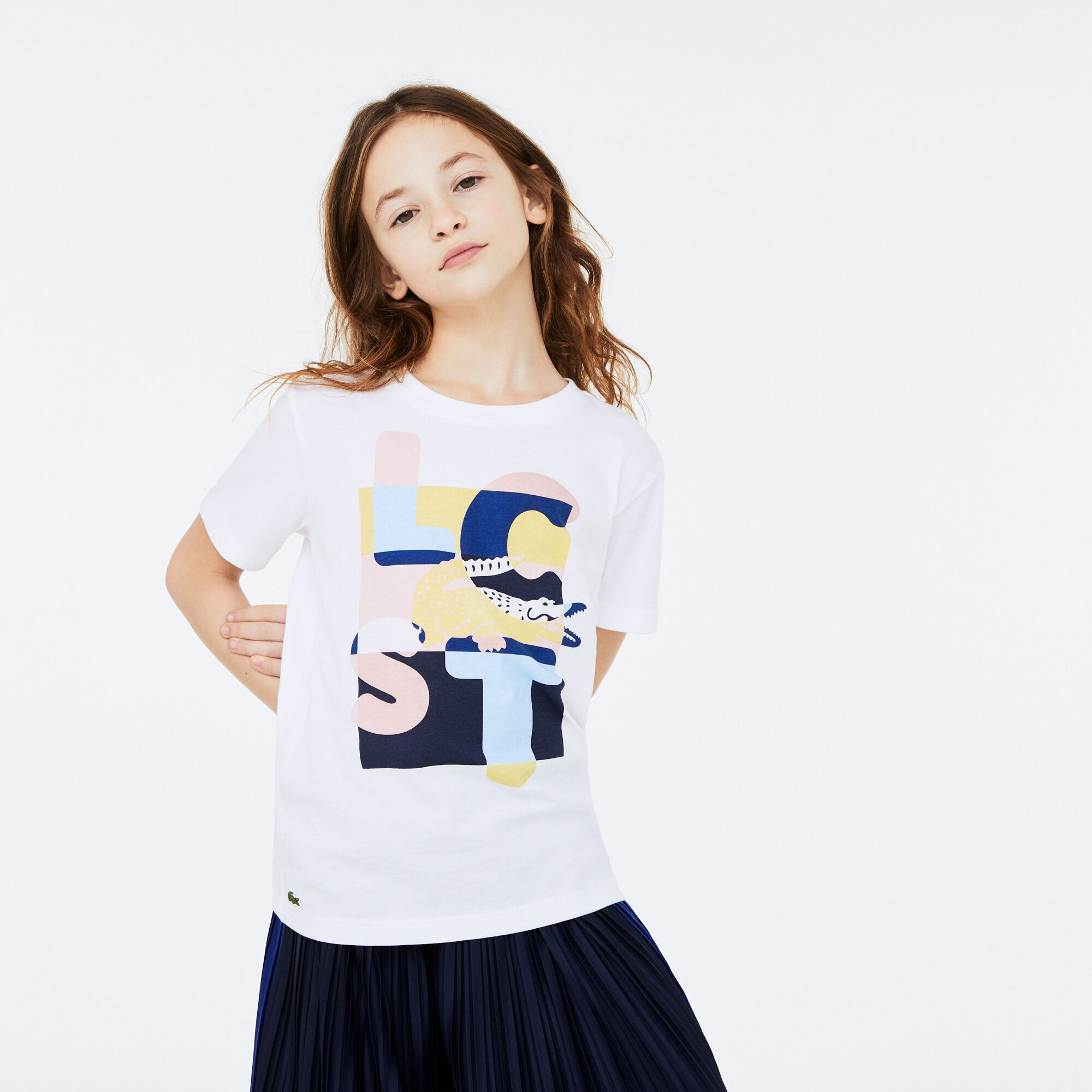 Girls' Crew Neck Print Cotton T-shirt