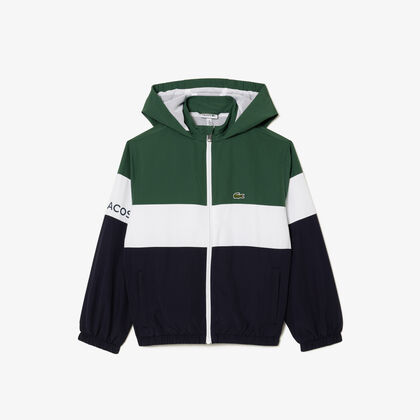 Kids' Lacoste Recycled Polyester Zipped Hooded Jacket