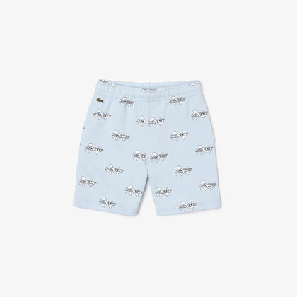 Boys' Lacoste Shorts In Printed Organic Cotton Flannel