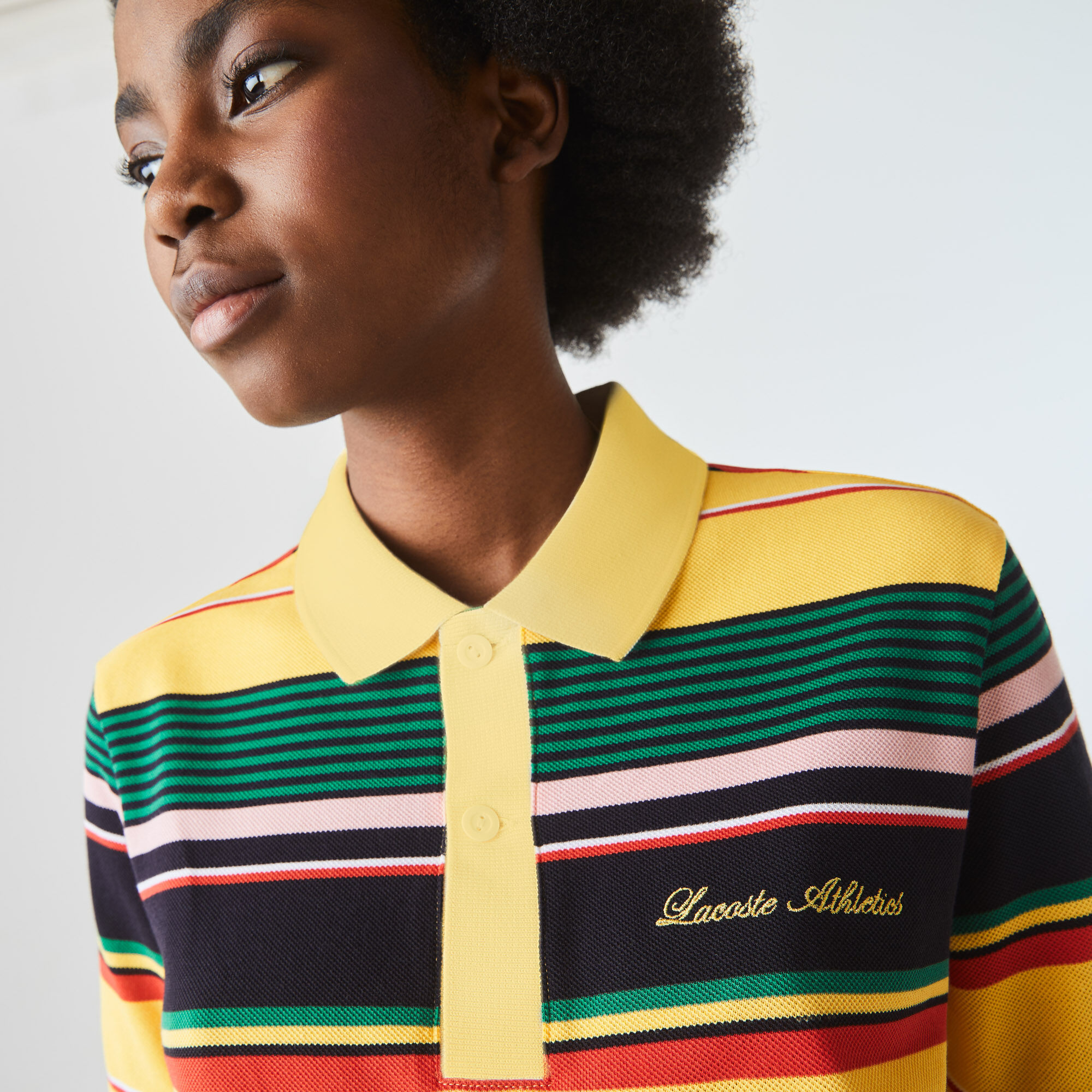 Unisex Lacoste LIVE Embroidered Striped Cotton Piqué Polo