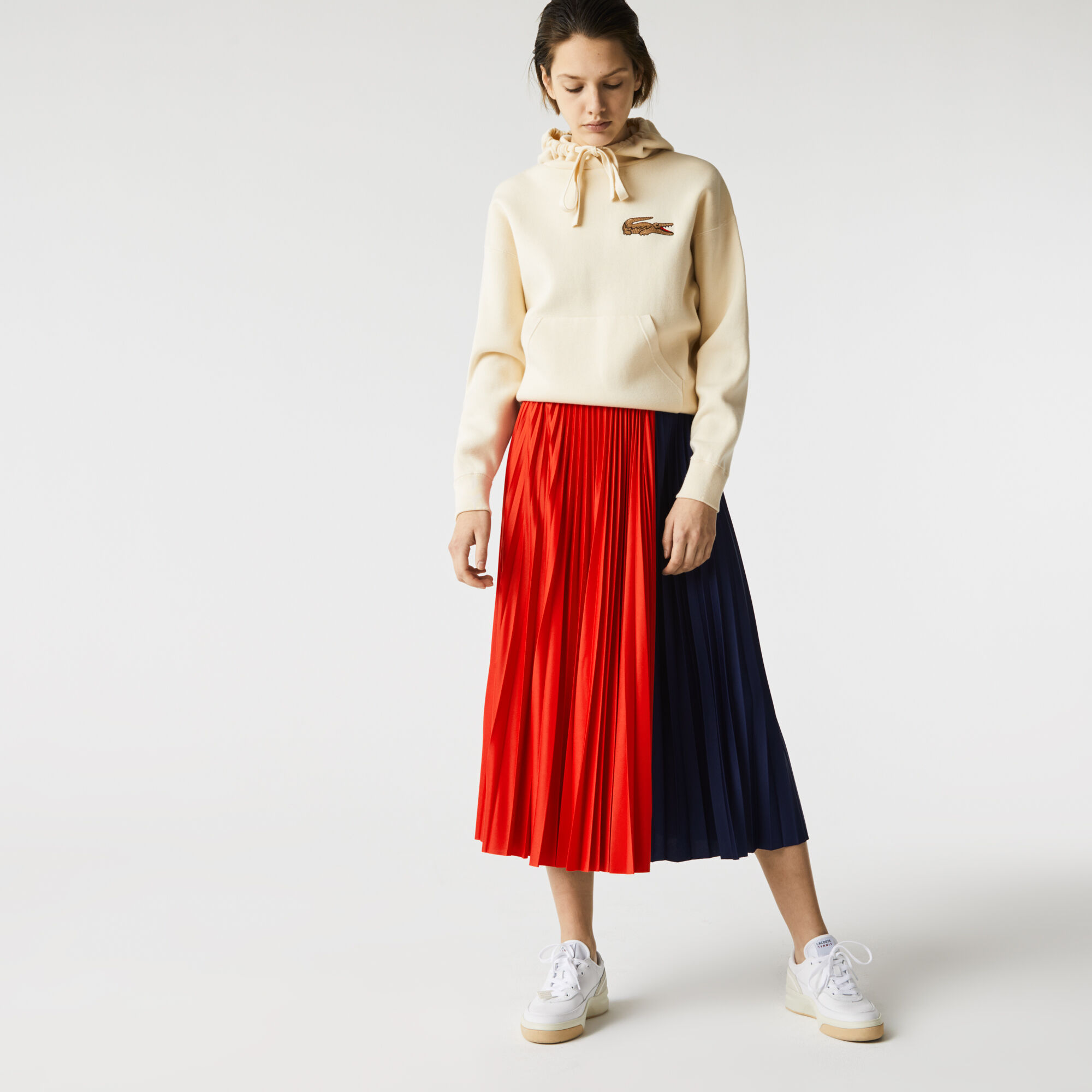Women’s Mid-Length Colourblock Pleated Skirt