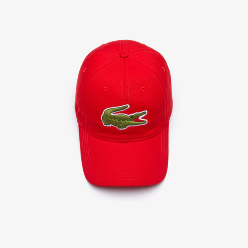 قبعة كاب قطنية بخطوط متباينة اللون وشعار التمساح كبير الحجم للرجال