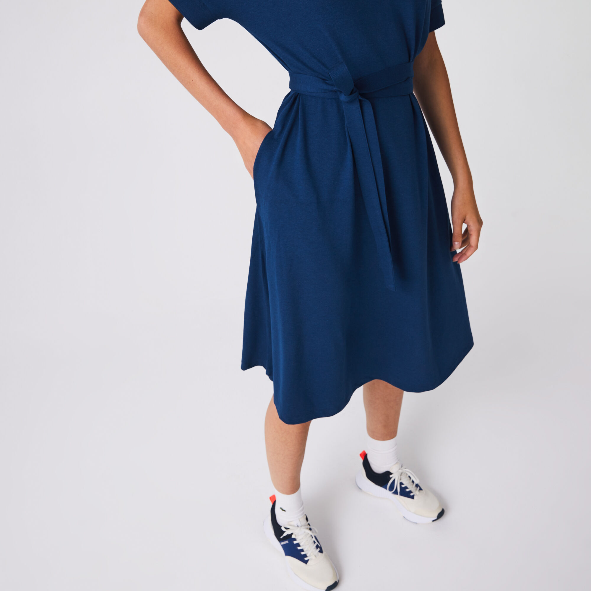 Women's Loose Fit  V-neck Piqué Polo Dress