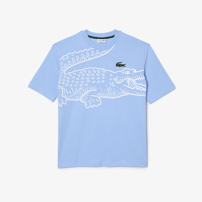 Men's Lacoste Round Neck Loose Fit Crocodile Print T-shirt